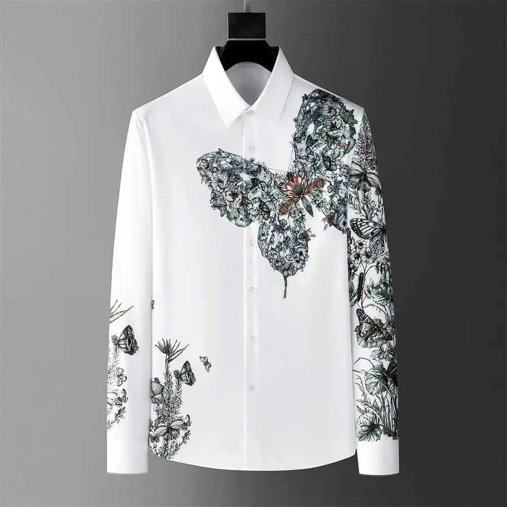 Chemise Homme Floral « Papillon Éthéré » – Coupe Classique, Imprimé Floral Artistique