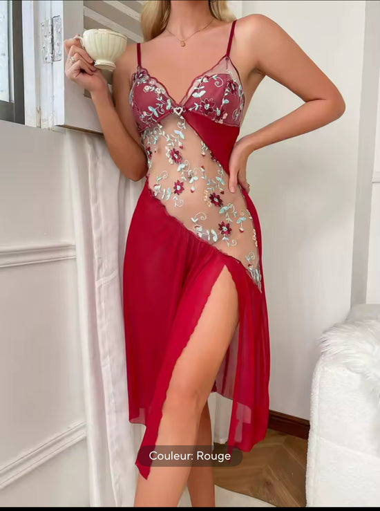 Sheer Floral Lace Babydoll Dress