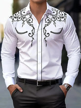 Chemise homme élégante blanche avec motif floral noir 