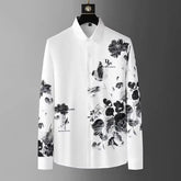 Chemise homme élégante blanche avec motif floral 