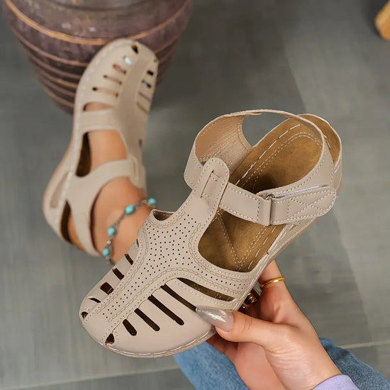 Sandales Confort Femme Été Livia – Simili Cuir Respirant, Semelle Antidérapante, Camel