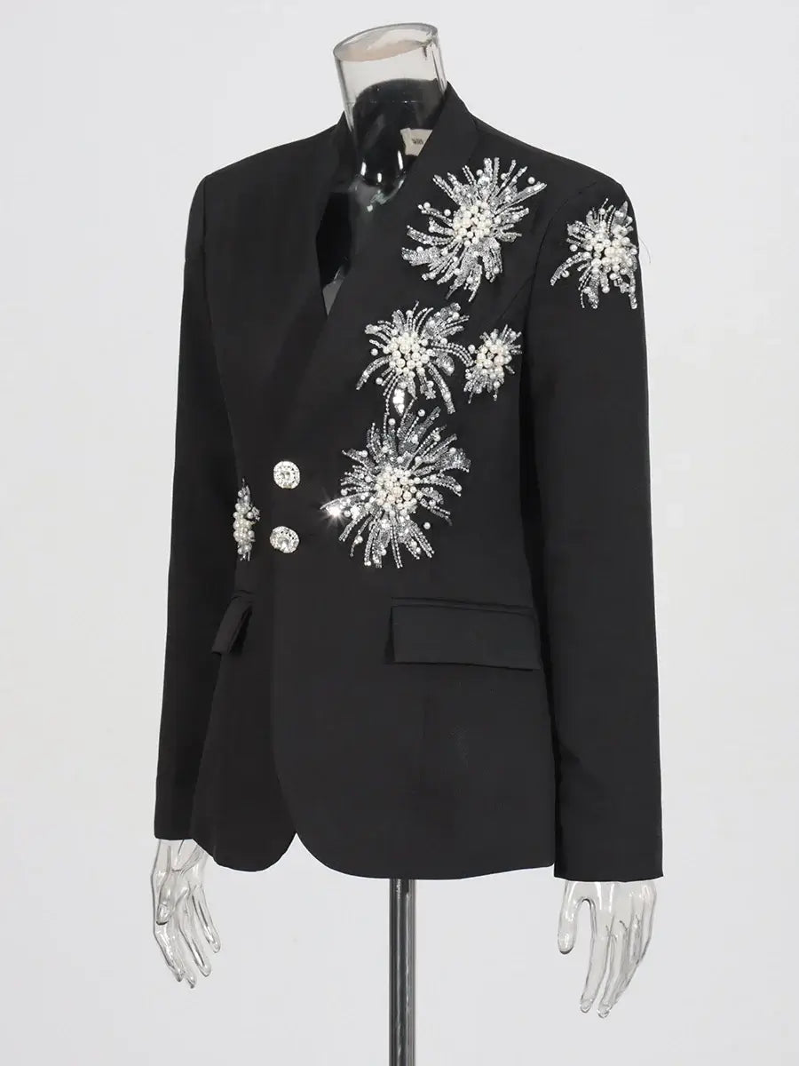 Chemise homme élégante noire avec motif floral blanc 